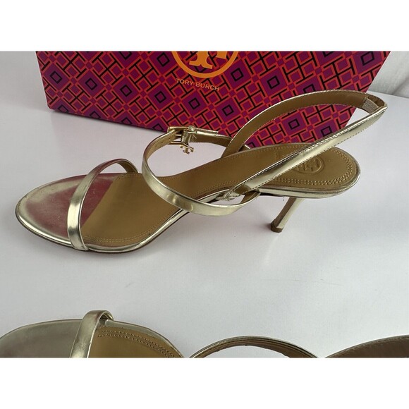 Tory Burch Penelope 65MM Slingback Sandal Mirror Metallic - Women's Size 7.5 - Picture 9 of 16